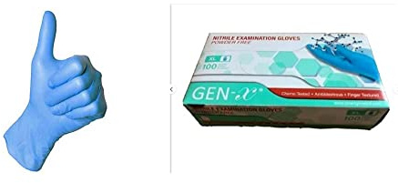 Gen-X Nitrile Examination Gloves powder free, finger textured, medium - 100 gloves per box (medium, blue) & Nitrile Gloves 100pk, Extra Large - Biodegradable, powder-free, Blue (NGG100XLBU)