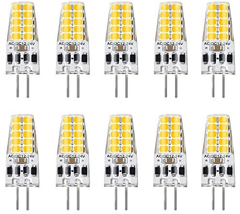 Hsientpe G4 LED Dimmbar Lampen,3W G4 LED Birnen 3000K Warmweiß 300LM,Ersatz für 30W Halogenlampen,G4 LED Leuchmittel,Kein Flackern,12V -24V AC/DC,10er Pack