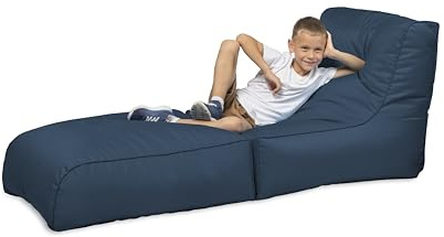 chilly pilley Sitzsack, Faltbarer Pouf zum Sitzen und Liegen 2 in 1 – mit EPS-Füllung – Riesensitzsack – Kinder & Erwachsene – Outdoor Liegekissen Wasserfest Sitzkissen – viele Farben, dunkelblau