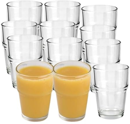 HOMESHOPA Stackable Drinking Glass, 12 Pack 170ml Crystal Clear Small Tumbler, Drinking Glasses for Water, Beverages & Cocktails, Transparent Glassware for Home, Kitchen & Parties, Dishwasher Safe