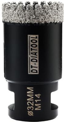 DT-DIATOOL Diamond Core Drill Bit 32mm - Diamond Hole Saw for Porcelain Tile Ceramic Tile Marble Granite M14 Thread