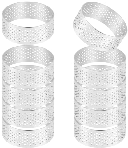 Luntfeiy 10 Pack 5 cm Acero Inoxidable Tart Ring Calor Perforado Pastel Mousse Ring Redondo Anillo Back Donut Herramienta