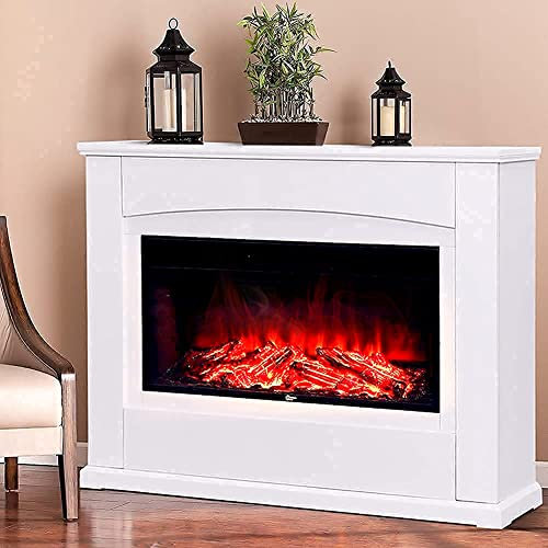 Doversky Electric Fire and Surround 40 inch White Electric Fireplace Heating Free Standing Modern Realistic L vision