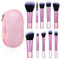 Juego de 10 Pinceles de Maquillaje de Viaje - Set Profesional Mini Brochas de Funciones Completas para Cara y Ojos