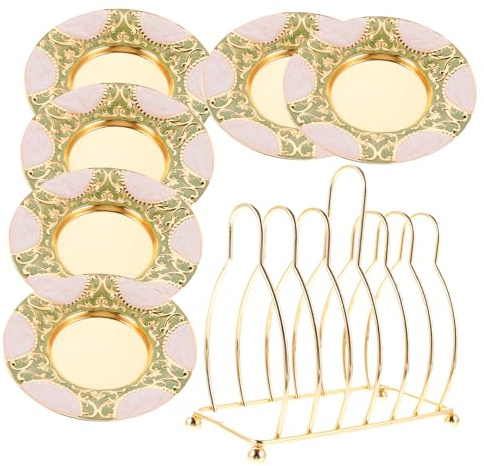 Garneck Stilvolles Tassen-untertassen-set Aus Zinklegierung Mit Ablage Für Cocktail- Und Teezeit-