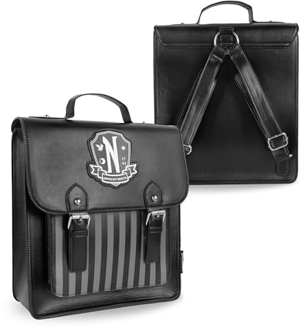 Blue Sky Studios Wednesday Umhängetasche, großer Rucksack für Arbeit oder Schulbedarf, lizenziertes Mittwochs-Zubehör, mehrfarbig