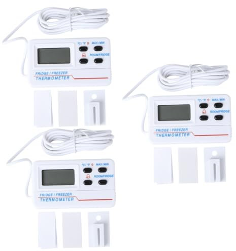 Parliky 3 Pièces thermomètre thermometre refrigerateur thermometre congelateur thermometre cuisine thermometre digital termometre de cuisine alarme haute et basse température blanche