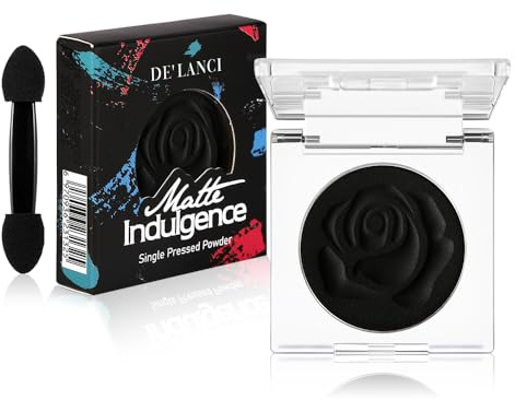 Schwarzer Matter Lidschatten Einzeln mit Applikator, Hohe Pigmentierung, Langanhaltend, Wasserdicht, Mattes Schwarzes Augen-Make-up für Smokey Eyes, Eyeliner, Gothic, Dramatische Looks