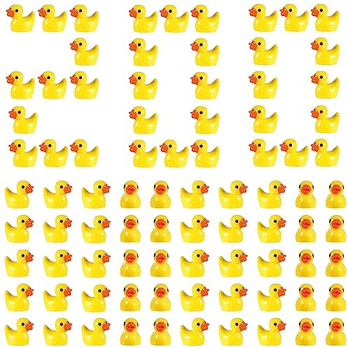 Halinuia 200 Stück Mini Enten Harz Kleine Gelb Enten Mini Duck Figuren | Miniatur Deko zum Basteln für Aquarium Miniaturgarten Puppenhaus Handwerk Landschaftsgärten Bonsai Fischbecken