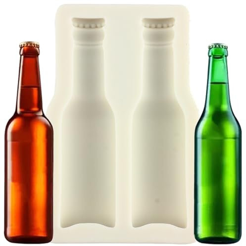 MINFEIDMS Moules en silicone en forme de bouteille de bière Moule à fondant au chocolat pour gâteau au sucre Décoration de cupcakes Pâte à fleurs Bonbons Argile polymère