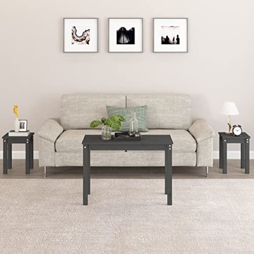 Generisch Satztische 3 STK. Grau Massivholz Kiefer,jiangboyue-824980