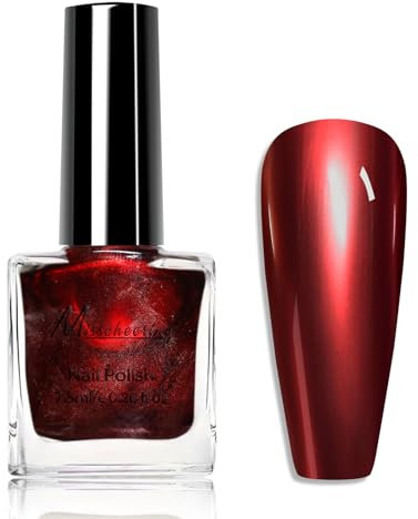 DMQ Metallic Nail Polish, Wine Red Chrome Nail Polish - Burgundy Mirror Nail Vanish - Quick Drying Bright 3D Metal Painting Nail Paint Gel for Women Home DIY Nail Art - No Need UV Lamp