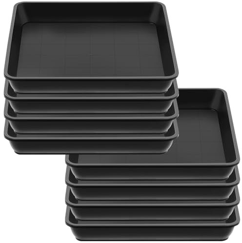 Sibosen Lot de 8 soucoupes rectangulaires - En plastique - Pour plantes d'extérieur et d'intérieur - Rectangulaire - 25 x 25 cm
