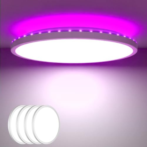 zemty 4 Stück 30CM LED Deckenleuchte Dimmbar 3000K-6500K, 24W 3200LM RGB Deckenlampe mit Fernbedienung, Wasserfest Badezimmer Lampe Decke für Kinderzimmer Wohnzimmer Schlafzimmer