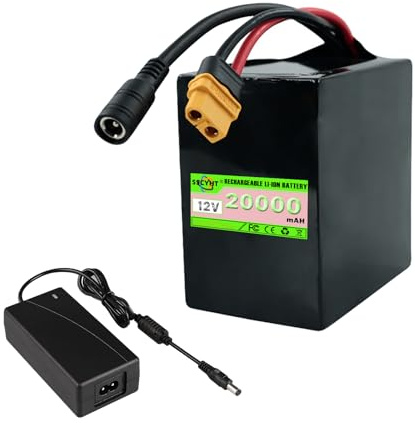 SSCYHT Lithium Battery 12V 20Ah 12Ah Lithium Ion Battery 12V Rechargeable Battery 12V Li-ion Battery with Charger and BMS for 50W - 250W Motor Kit,12V20Ah XT60