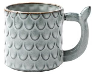 FAJNUZI2024 Tazze Set di 1 Tazza da caffè con Rilievo Dritto, Grande capacità, 16,91 Once, Tazza in Ceramica con Motivo a Pesce, for Ufficio e Uso Domestico Tazzine caffè