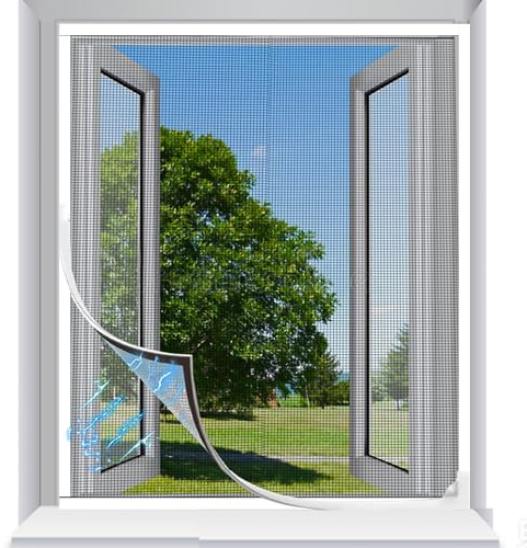 Fliegengitter Fenster Magnet, DIY Insektenschutz Magnetfenster, Zuschneidbar bis, Einfache Montage ohne Bohren, Magnet Rahmen für Fliegengitter Fenster, Glasfaser-Mesh (183 * 122cm)