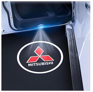 QSLLLY 2 Pezzi Auto Benvenuto Lampada per Mitsubishi Pajero,LED Proiettore Logo Luce Portiera Illuminazione Portiera Auto Luci Decorare Accessorio