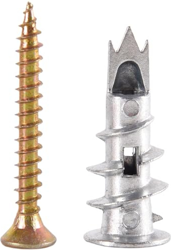 54 Pcs Plasterboard Fixings Heavy Duty with Plasterboard Screws,Self Drill Drywall Fixings Set,Stronger Grip & Lasting Quality,for Composite Boards Stone Concrete Ceiling