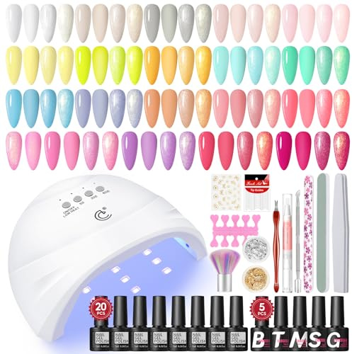 COSCELIA Kit Ongle Gel UV Complet avec Lampe,20 Couleurs Kit Vernis Semi Permanent 5Pcs Base Top Coats, Kit Complet de Vernis à Ongles avec Outils de Manucure Pour Femmes et Filles