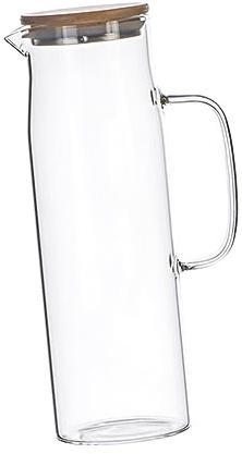 CIYODO Jarra de Vidrio Templado Resistente al Calor con Tapa de Bambú Antigoteo para Bebidas Frías y Jugos Recipiente Grande para Té y Agua