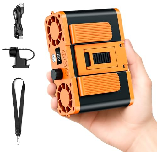 Portable Dual Fan for Waist/Stroller/Neck/Belt/Shirt/Pants, 2x20000RPM Blow Strong Cold Air, Mini Rechargeable, Small Wearable Clip-On Personal Body AC, Travel Outdoor Baby Car Cooling Kid Conditioner