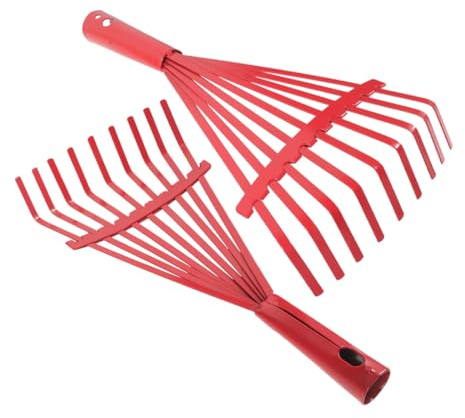 VILLCASE 2pezzi Rastrello per Foglie da Giardino in Acciaio da Rastrello in Metallo Pesante per Raccolta Foglie Attrezzi Giardinaggio Prati Boschi