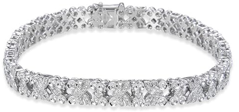 Calefee Armband 585 Weißgold Fein Damen, Armband Damen mit Diamant 1.4ct, Armbänder Echtgold 20 cm Länge