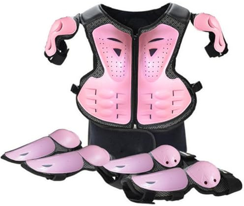 Equipo de Motocicleta para niños, Armadura Corporal Segura y Transpirable con Rodillera y codera, Conjunto de Equipo de protección para niños, niñas, Estilo 2 |.Conjunto Protector