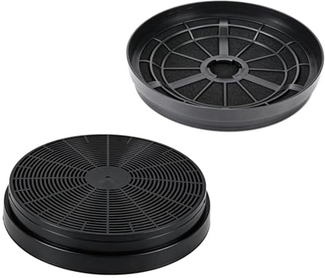 SANTUO Cooker Hood Filter Replacement 2Pcs, Activated Carbon 175mm Diameter Charcoal Filters, 35mm Height Round Grease Absorbing Mesh for Kitchen Vent Extractor(black)