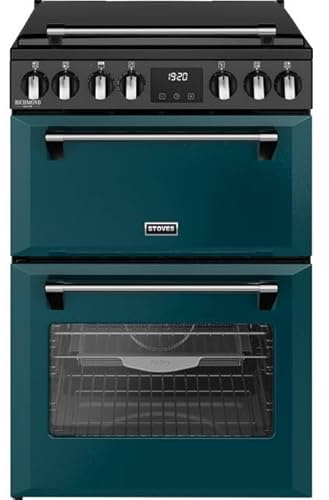 Stoves 60cm wide Double Oven Richmond DX MRA 60Ei RTY Mini Range Electric Cooker with Induction Hob - Deep Marine - A/A Rated