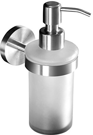 Ambrosya® | Distributore di sapone esclusivo in acciaio inossidabile | Bagno Supporto per bicchiere Supporto per sapone Portasapone Erogatore WC (Acciaio inossidabile (Spazzolato))