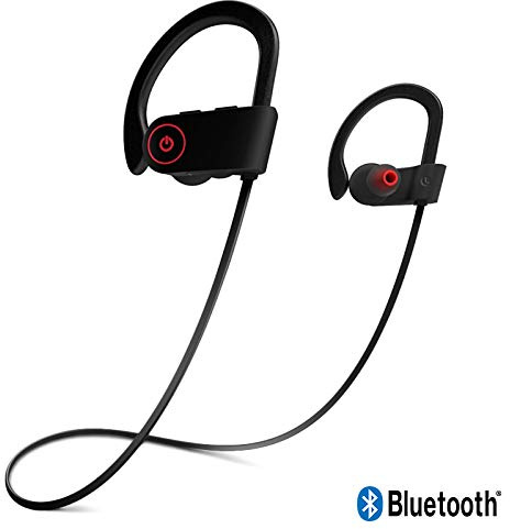 KARYLAX Écouteurs Bluetooth Tour de Cou Noir Stéréo Microphone Kit Main Libre Piéton Oreillette Intra-Auriculaires pour Android iOS Windows Tablette Smartphones PS4