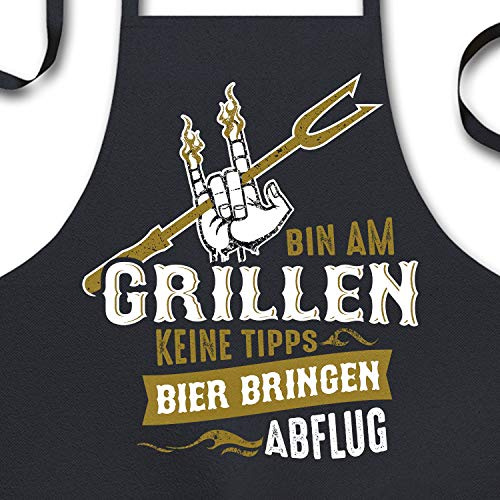 YORA Grillschürze für Männer lustig - Vatertagsgeschenk - Bin am Grillen - Kochschürze Inkl. personalisierbarer Urkunde - lustige Geschenke zum Vatertag (Bin am Grillen)