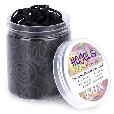 HOYOLS Assorted Size Rubber Bands for Hair, 600 Pcs Small Hair Elastics | Mixed Sizes Mini Elastics Gentle No-Damage Hold for Women Teens Braids, Ponytails, Dreadlocks, Thick Hair and Daily Use