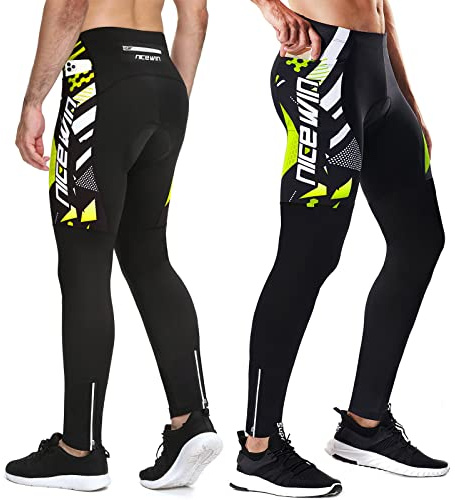 NICEWIN Pantalon de Cyclisme d'hiver pour Homme avec Rembourrage de siège 4D - Collant de Cyclisme Thermique - Respirant - Séchage Rapide - Élastique - Pantalon de Cyclisme pour Homme