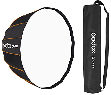Softbox Photography Lighting Kit, Godox Professional Parabolic Softbox 90cm Diffuser Bowens Mount with Carrying Bag for Studio Photography