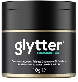 Glytter Glitzerpulver für Getränke (Türkis) - essbarer Glitzer für Drinks & Flüssigkeiten, für Likör, Sekt, Cocktails - trinkbares & geschmacksneutrales Glitzerpulver - Glitzerpuder, Glitzer-Staub