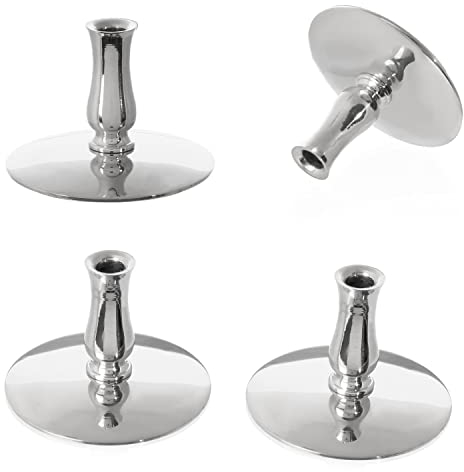 NKlaus 4X Kerzenhalter Messing vernickelt Kerzenständer Dünne Altarkerzen Bis Ø6,7mm Hochzeit 6733