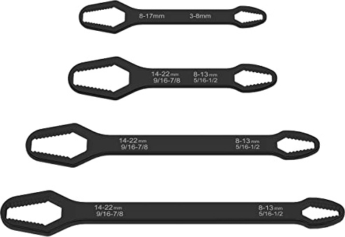 Urvrriu 4 PCS Universal Torx Wrench Double-Head Self-Tightening Wrench, 3mm-22mm Adjustable Glasses Wrench, Multi-purpose Multi-function Wrench for Outdoor Riding Home Car Repair Tools