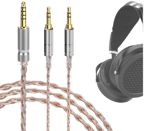 GEEKRIA Cavo bilanciato 4,4 mm compatibile con HIFIMAN SUNDARA, Edition XS, HE 400i/1000V2, Denon AH-D600/D7200, argento placcato 6N OCC intrecciato (4,4 mm a doppio 3,5 mm maschio/150 cm)