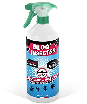 Répulsif spray BLOQ'INSECTES 1L nouvelle formule - Repousse insectes volants & rampants - Fabriqué en France