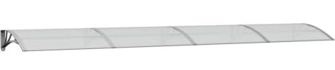 vidaXL Marquesina puerta policarbonato gris y transparente 400x80 cm, marquesina de puerta, pérgola de puerta de entrada, toldo de puerta