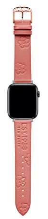 Ted Baker Coral Saffiano Leather Strap Logo & Magnolias for Apple Watch® (Model: BKS42S209B0), Orange, Modern