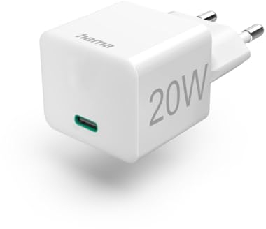 Hama Caricatore rapido USB-C 20W PD/Qualcomm (caricatore USB-C, caricatore USB-C, caricatore mini ideale iPhone, iPad, AirPods, smartphone, PD) Bianco