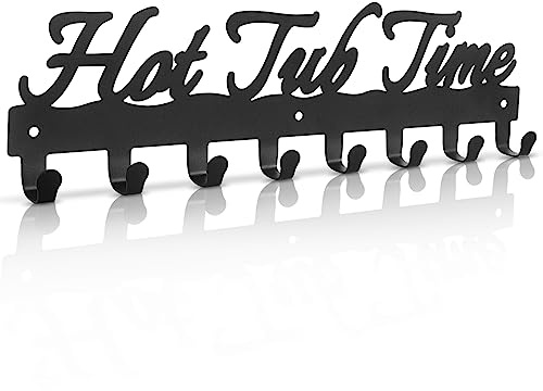 IBosins Towel Rack for Hot Tub Bathroom Towel Holder with 8 Hooks Towel Hanger Wall Mounted for Robes, Clothes, Towels - Hot Tub Accessories Outdoor