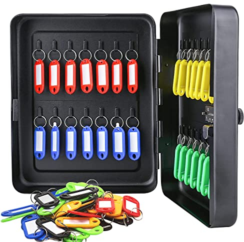 Schlüsselkasten - Schlüsselsafe Wandmontage - Schlosskasten Schlüsselsafe Organizer für Zuhause, Zahlenschloss Stahl Schlüsselschrank 28 Schlüssel Sicherheitsorganisation mit 30 Schlüsselanhängern