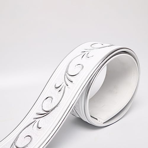 Dostear BordüRe Selbstklebend Kinderzimmer Tapeten Wohnzimmer Wanddeko Badezimmer 3d Fliesenaufkleber Wandleisten 17 - Silber 7 x 300 cm
