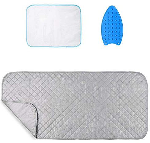 Karriter Bügelmatte, Baumwolle, verdickt, tragbare Bügeldecke, wasserabsorbierende Auflage für Waschtische, Silikon, Bügeleisenablage