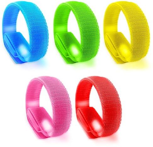 mizikuu Braccialetti Luminosi, 5 Pezzi Bracciale LED Braccialetto Riflettente Sicura per Running Braccialetti Leggero Braccialetto LED per Concerti, Festival, Sport, Feste, Serate